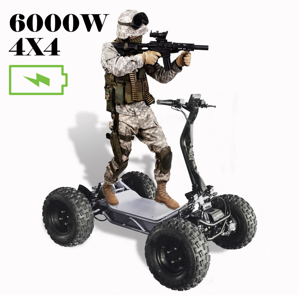 4WD go-anywhere Electric Stand-Up ATV is designed for the hunter and outdoor sportsman