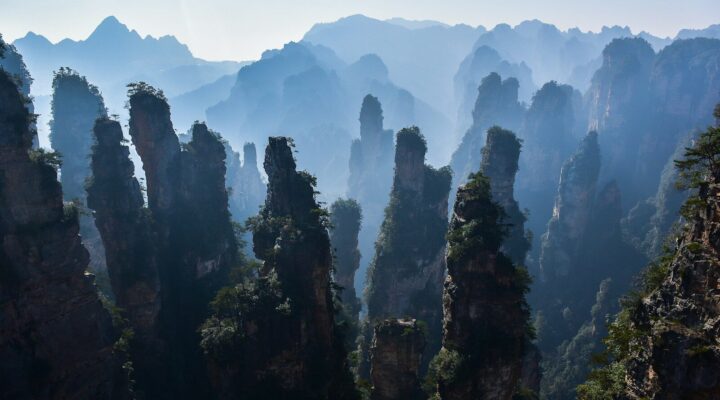 aerial photo of rock formations